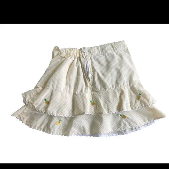 Florence Eiseman Yellow White Stripe Pineapple Embroidered Skirt Girls Size 4 - Picture 5 of 6